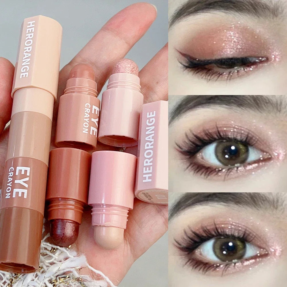 4 In 1 Pearlescent Eyeshadow Pencil Glitter Silkworm Eyes Makeup