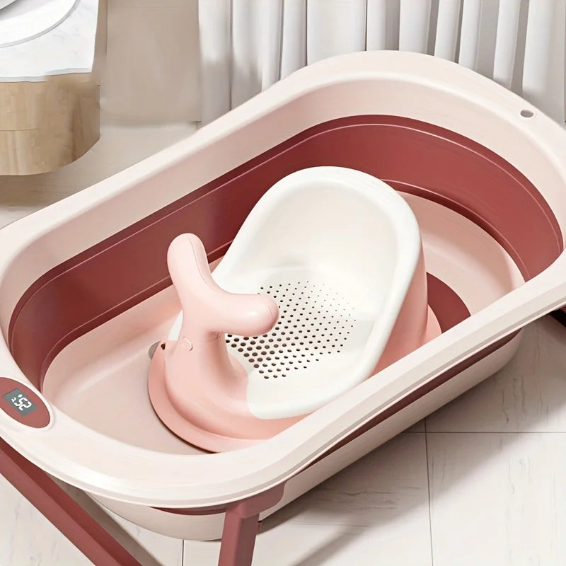 Temperature Sensing Silicone Baby Bathtub Non-Slip Foot Bath Bucket