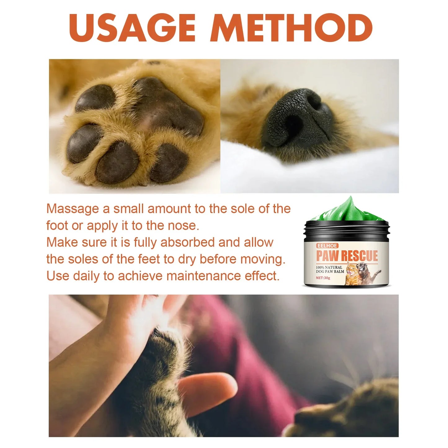 Natural Dog Paw & Nose Wax Balm Dog/Cat Protections for Dry Paws Moisturizer