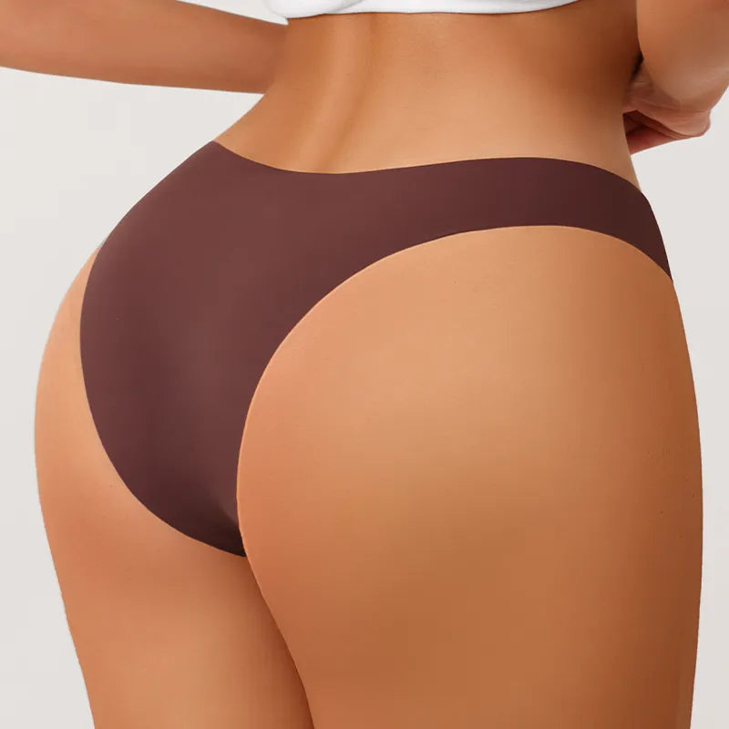 Plus Size Yoga Sports Underwear: Seamless Ice Silk Low Waist