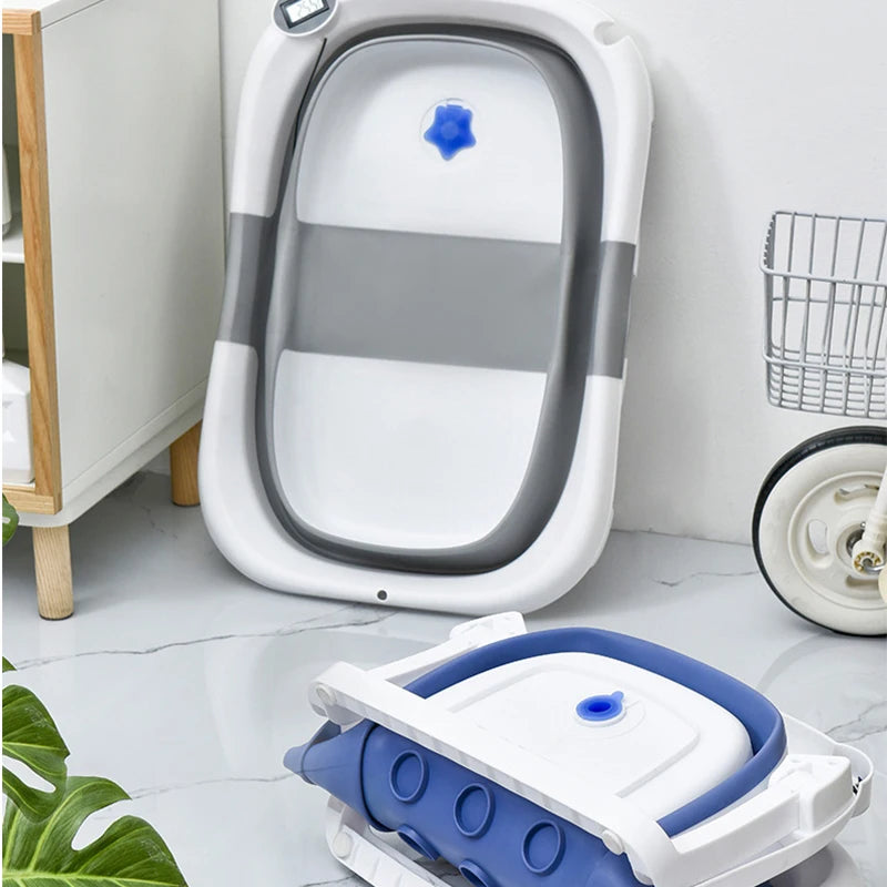 Temperature Sensing Silicone Baby Bathtub Non-Slip Foot Bath Bucket