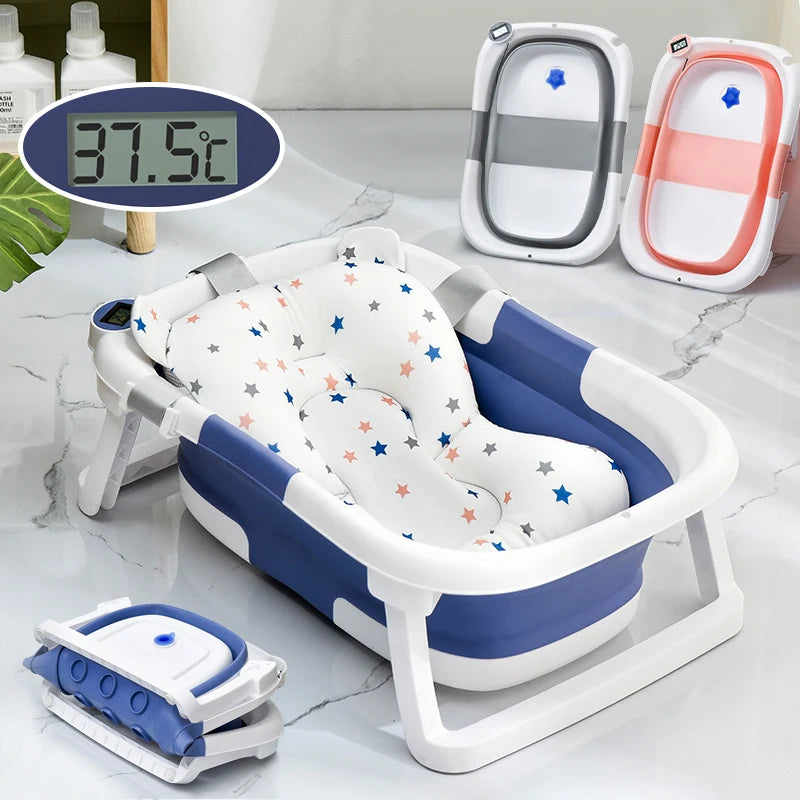 Temperature Sensing Silicone Baby Bathtub Non-Slip Foot Bath Bucket