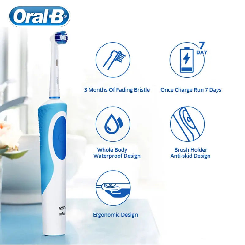 Oral B Electric Charging Toothbrush Adult Rotation Clean Teeth 3D Whitening Care Brush With Gift Brush Heads