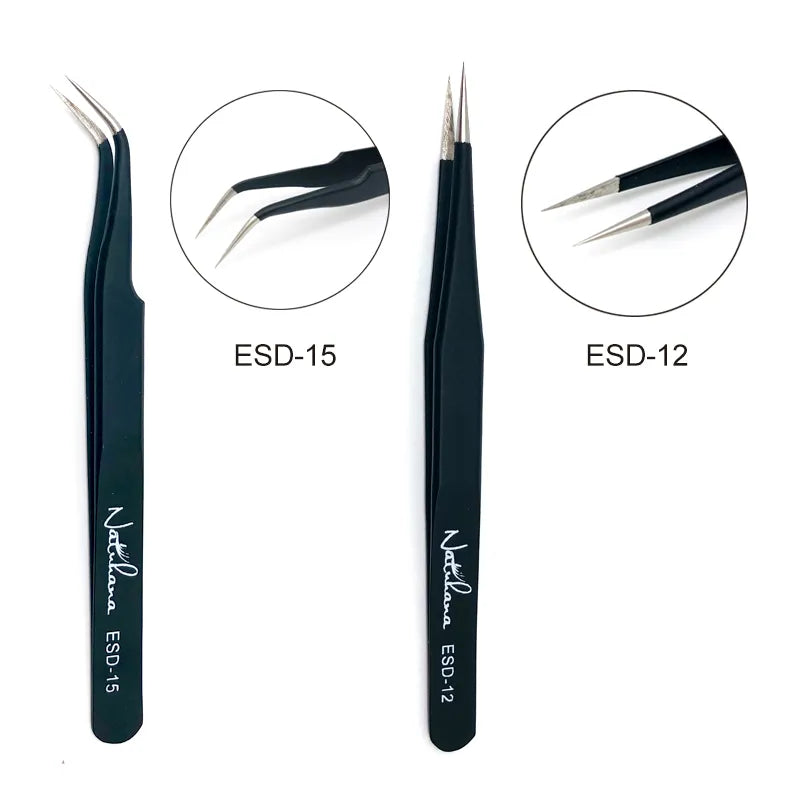 NATUHANA Anti-static Straight Eyelash Extension Tweezers