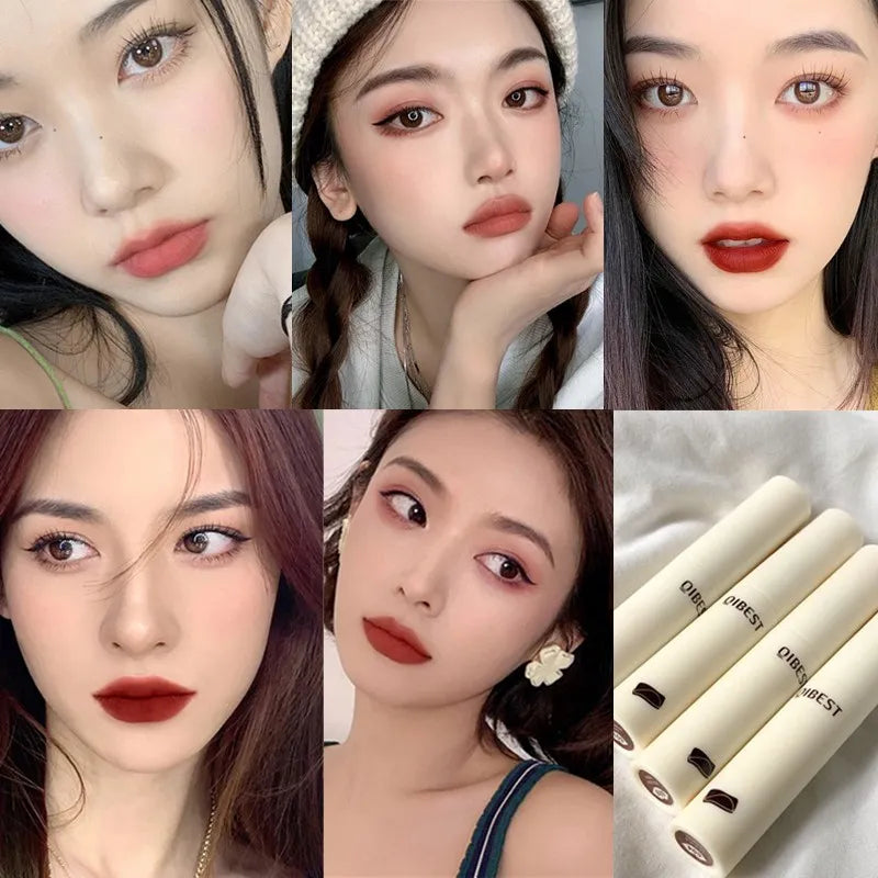 QIBEST 8-Color Nude Matte Lip Gloss Collection