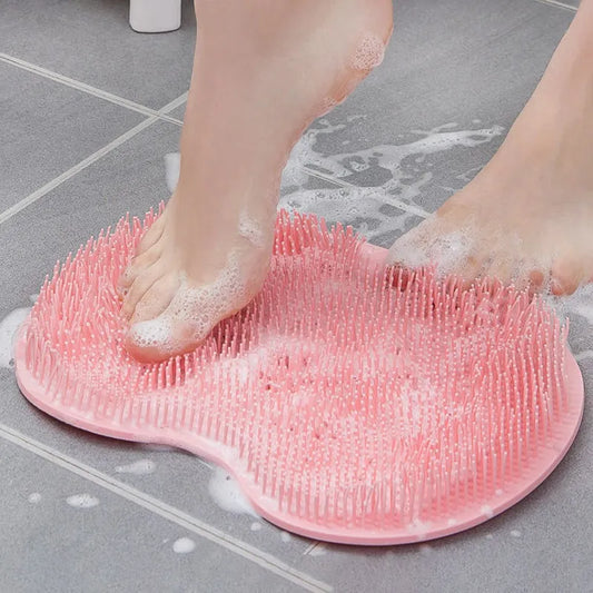 Silicone Rub Brush Massage Shower Mat with Sucker Bath Massage Pad