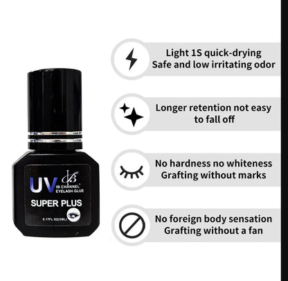 Wholesale Korea UV Super Plus Glue Eyelash Health Extension Original Blue/Transparent UV Lash Glue 1 Sec Fast Dry Makeup Tools