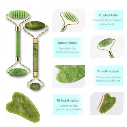 Gua Sha Face Massager Roller Jade