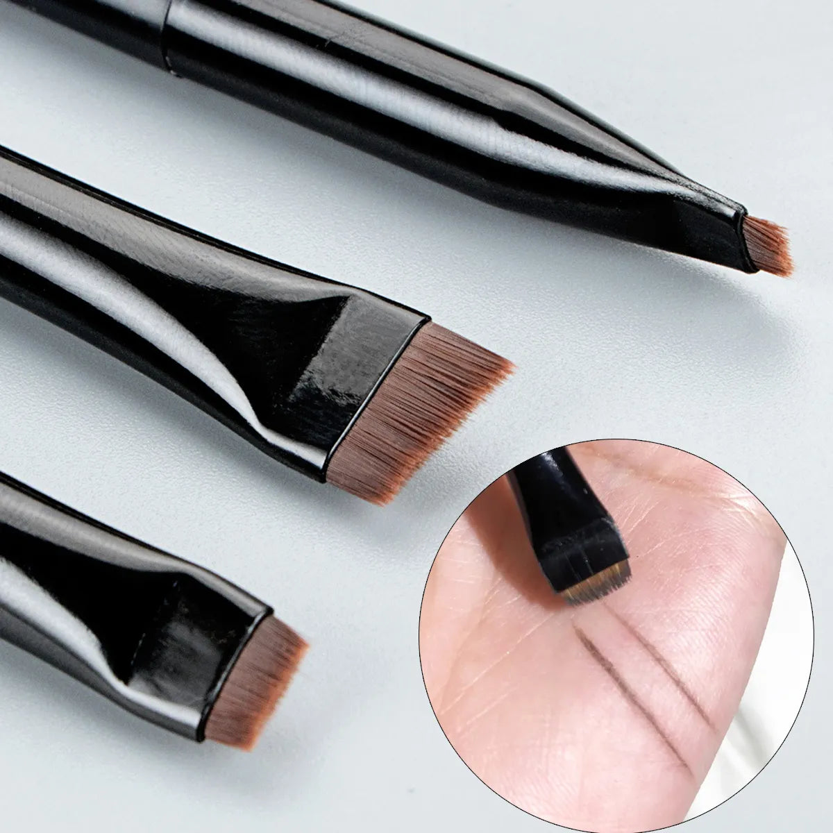 Portable Flat Fine Eye Liner Brow Contour Makeup Brushes