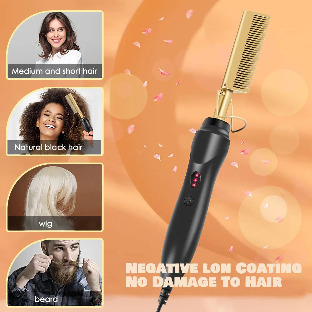 Leeons Black Hot Comb Hair Straightener