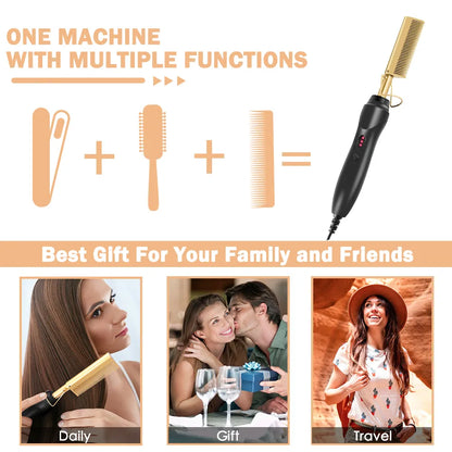 Leeons Black Hot Comb Hair Straightener