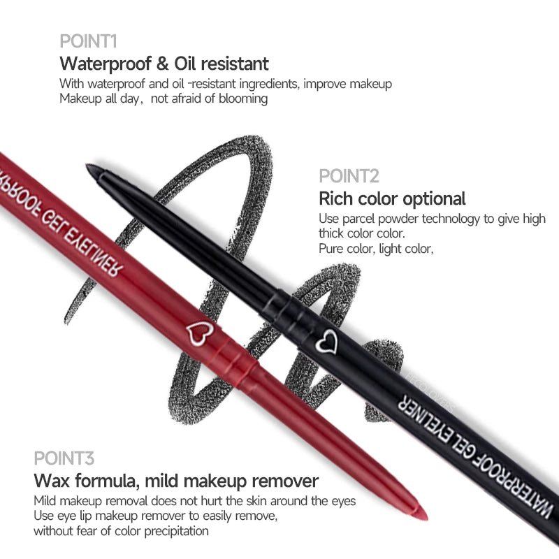 Black Brown Quick-drying Eyeliner Waterproof Liquid Gel Pen Long Lasting Not Blooming