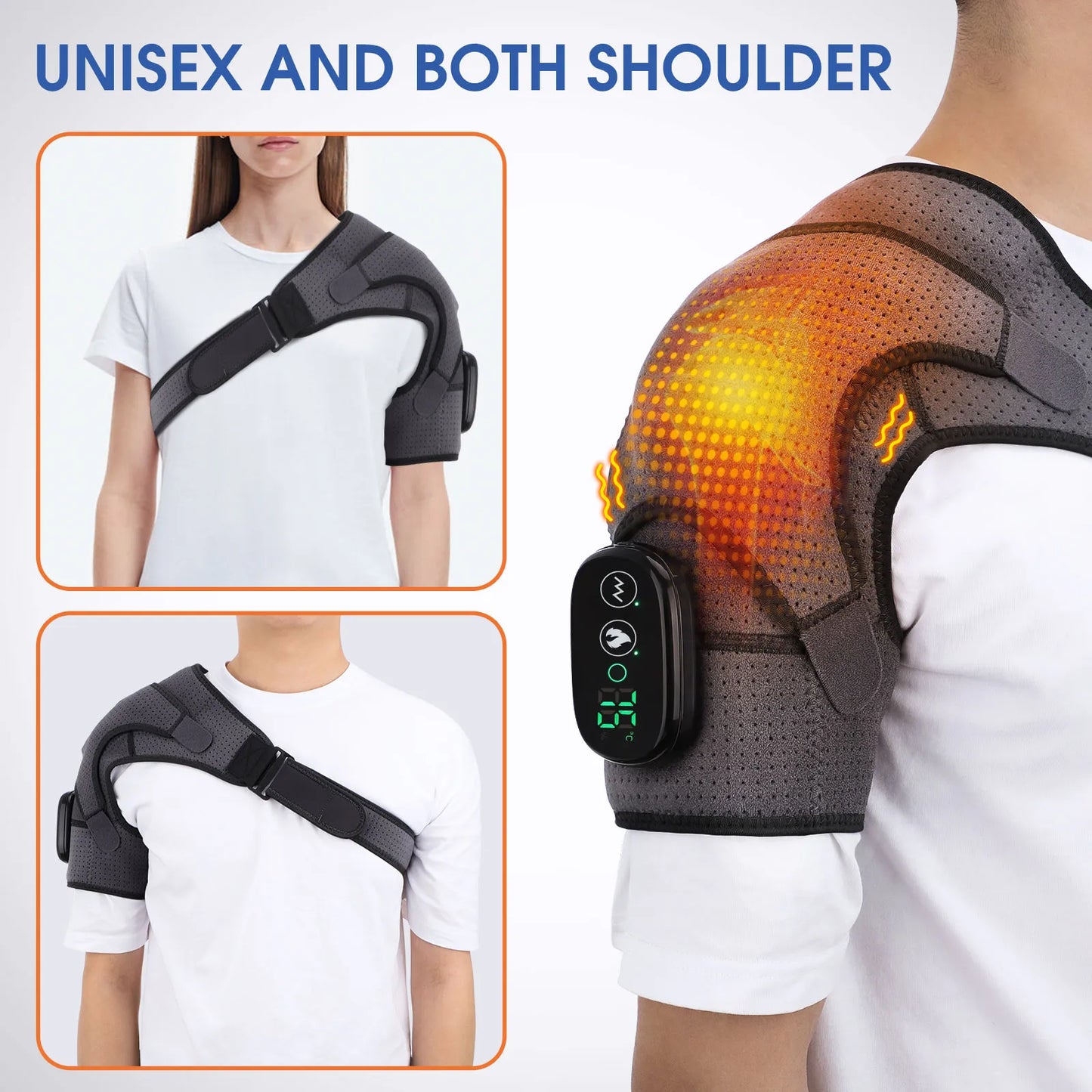 Electric Heating Shoulder Massage Brace Belt Thermal Physiotherapy Vibrator