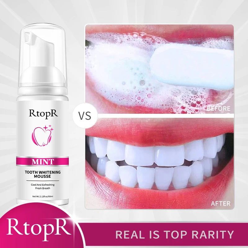RtopR Mint Tooth Whitenging Mousse Oral Cleaning Whitening Teeth Plaque Stains Removal Remove Odor Oral Refreshing Whiten Teeth