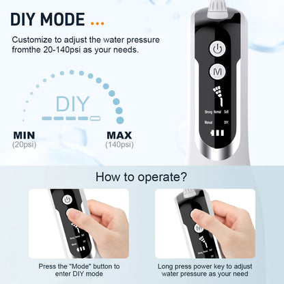 Schoben Portable Oral Irrigator USB Rechargeable Water Flosser Dental Water Jet 330ML Water Tank IPX7 Waterproof Teeth Cleaner