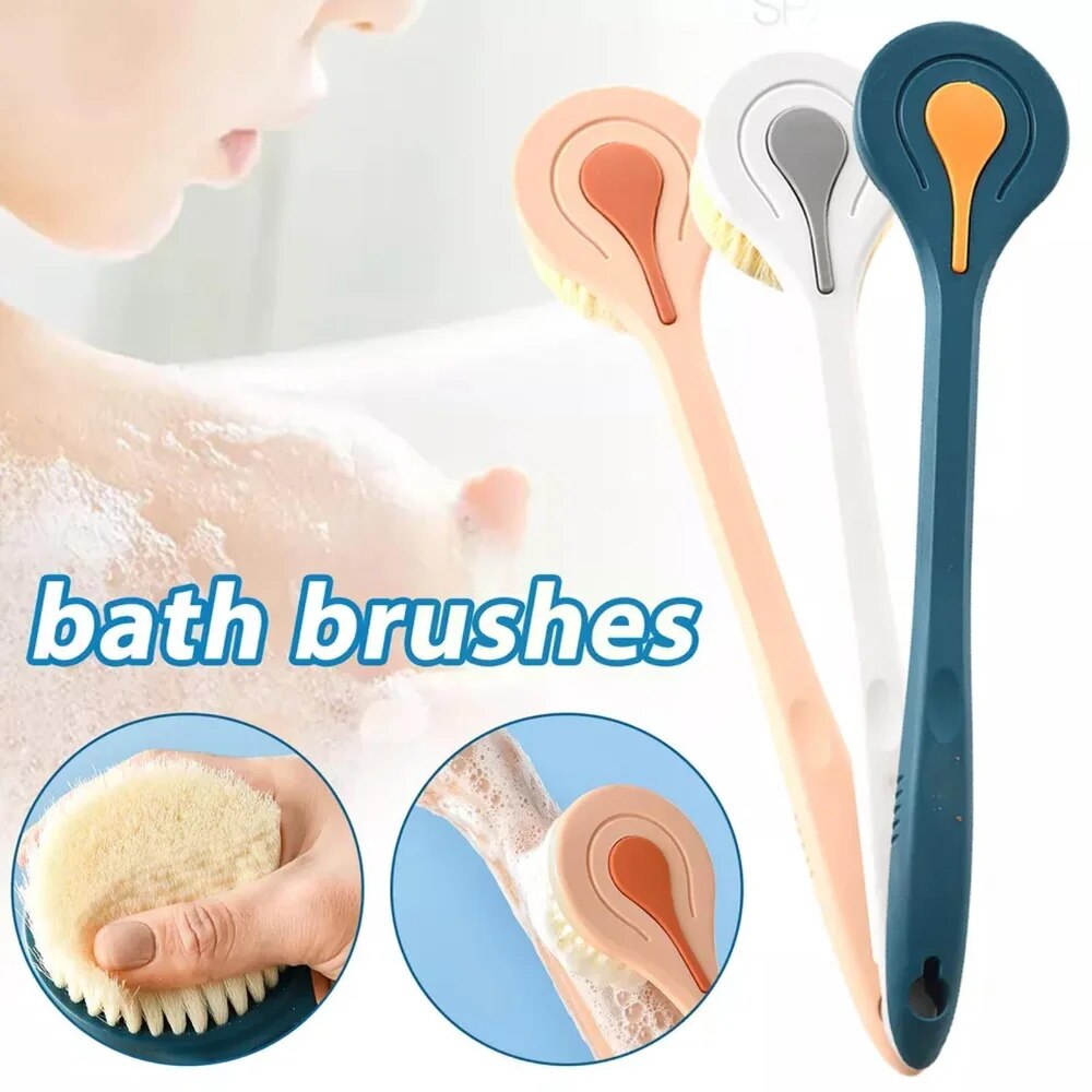 Soft Hair ,Long Handled, Mud Back Scrubber Massage Bath Brush with Back Ball