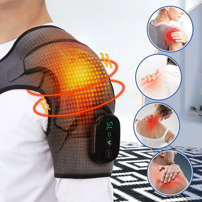 Electric Heating Shoulder Massage Brace Belt Thermal Physiotherapy Vibrator